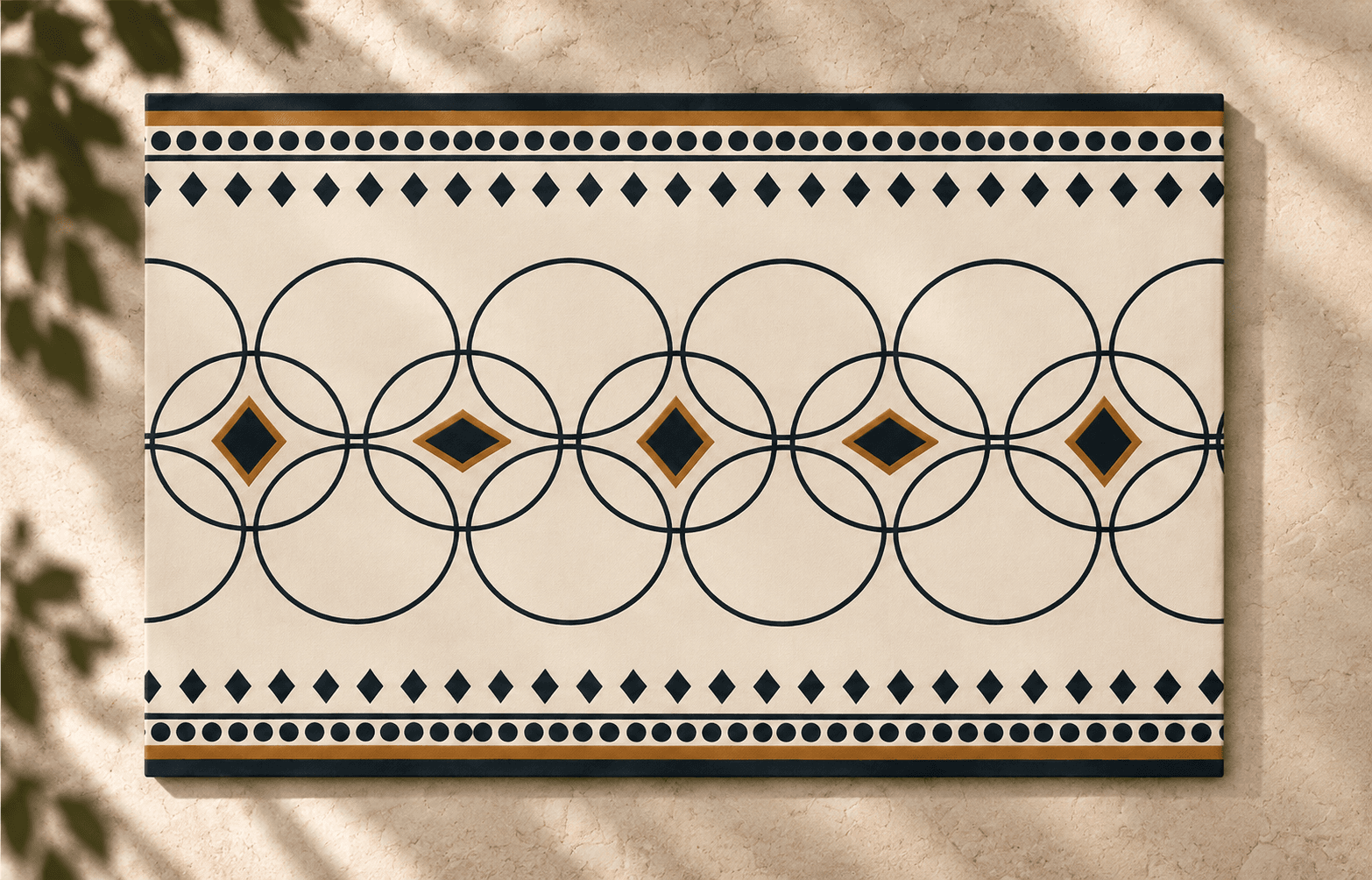 The KIND Spiral pattern on a cream textile