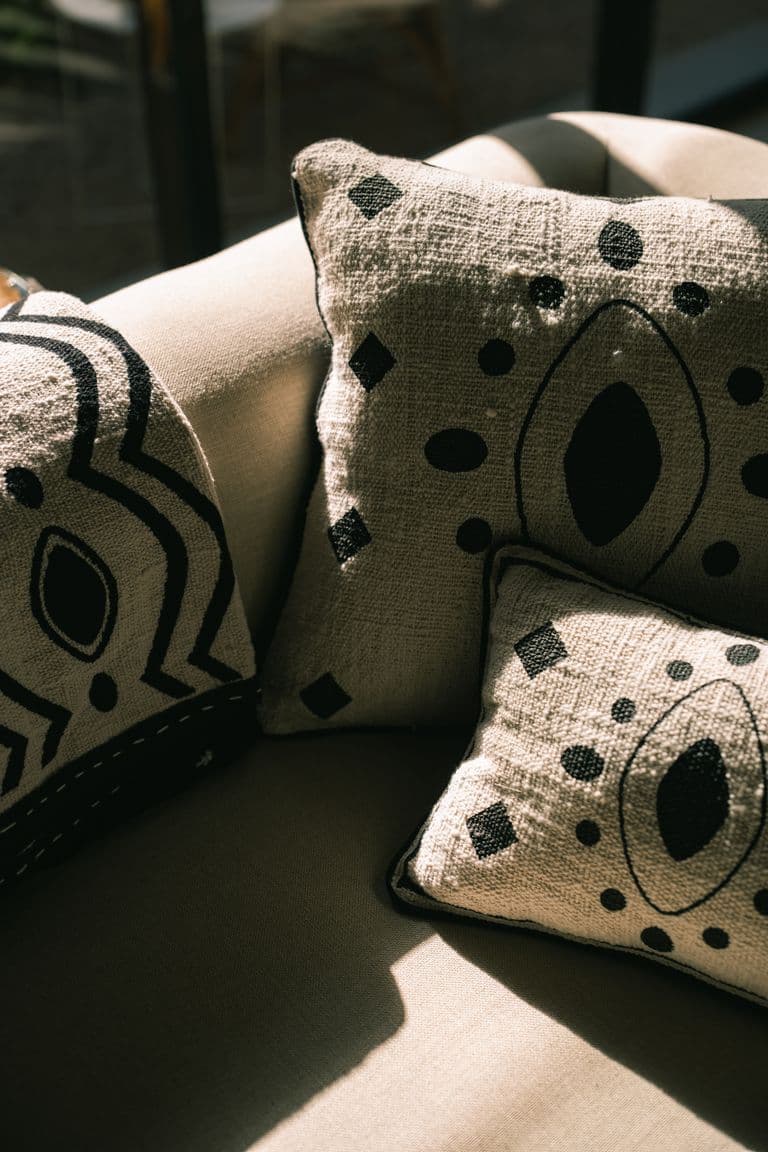 KIND textile — close-up of hand block-printed fabric detail